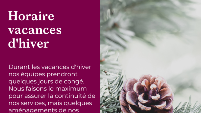 Horaire vacances d'hiver